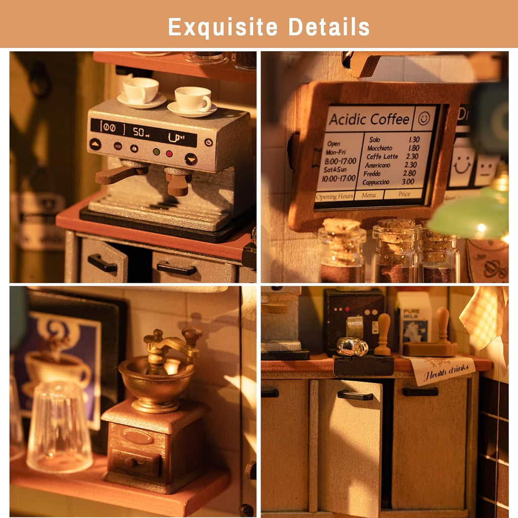 ROBOTIME Rolife No.17 Cafe Miniature House Kit DG162 3D Wooden Building Toys