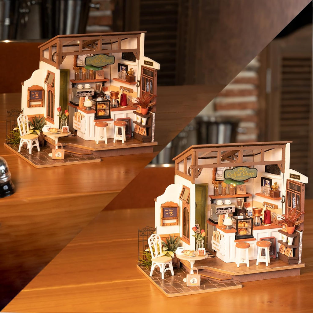 ROBOTIME Rolife No.17 Cafe Miniature House Kit DG162 3D Wooden Building Toys