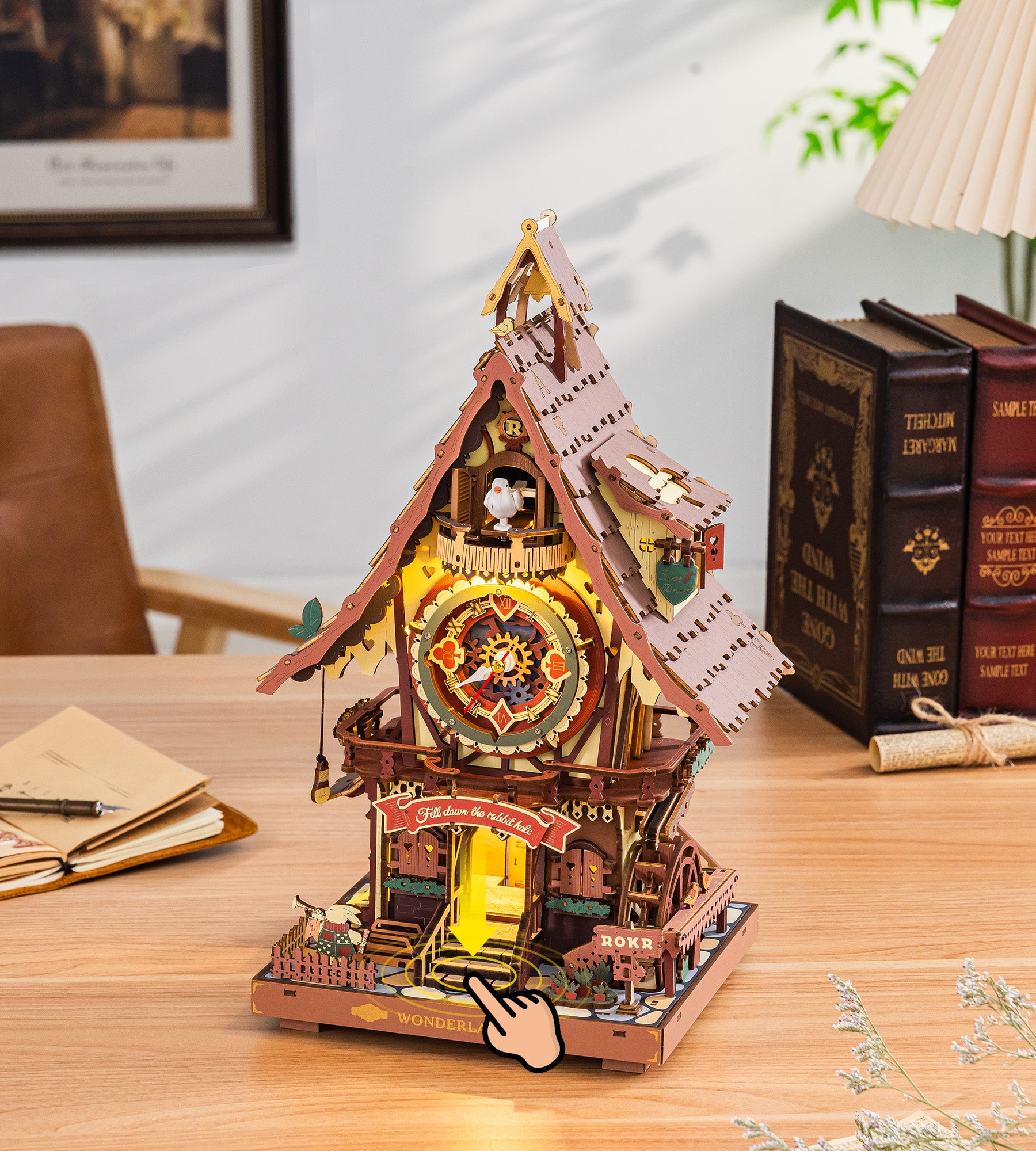ROKR 3D Wooden Cuckoo Clock Puzzle: A Fun 3D Clock Puzzle Toy With LED Lights And Cuckoo Sounds,Free Shipping