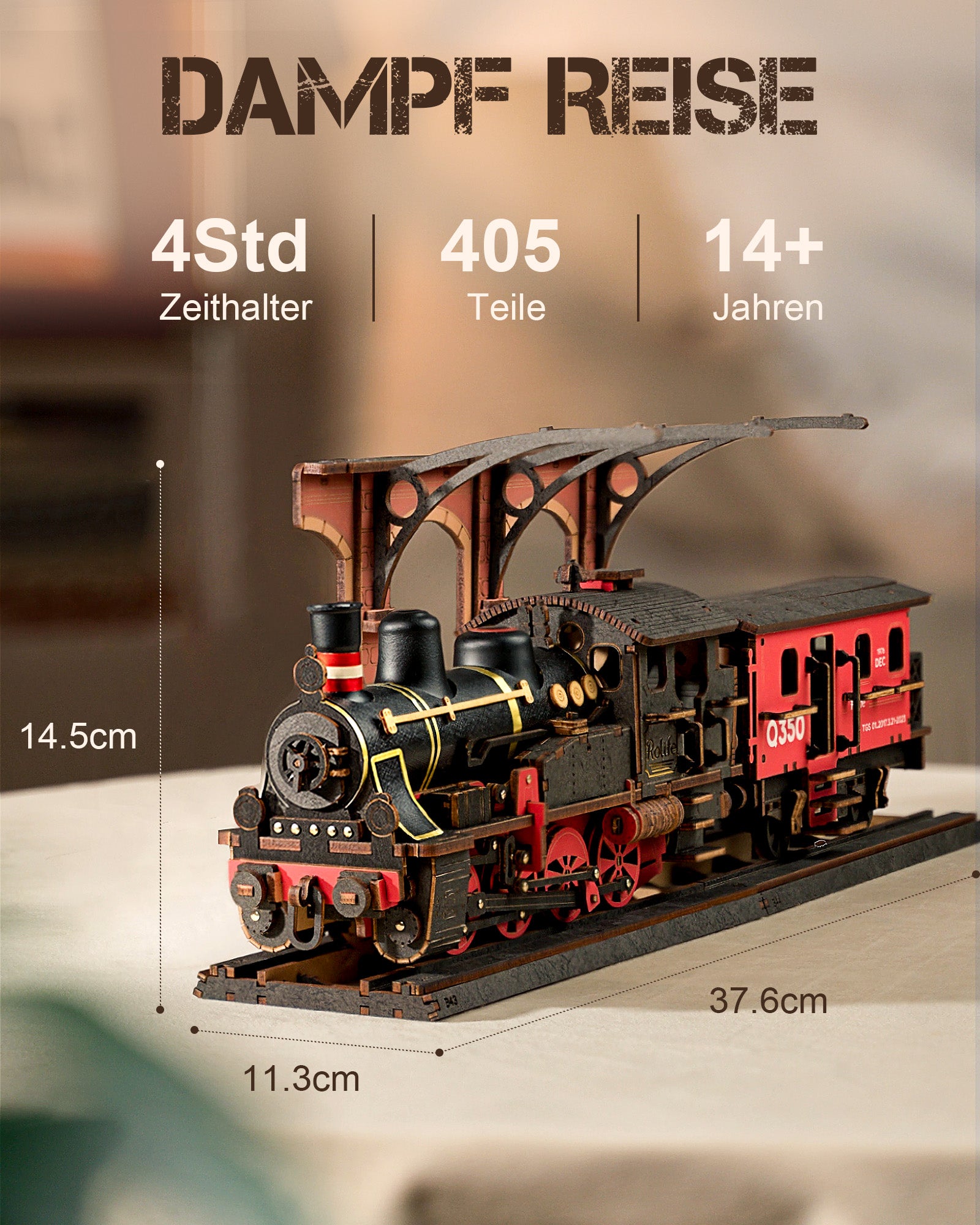 Rolife Steam Journey 3D Wooden Puzzle - 191-piece Classic Steam Train Model