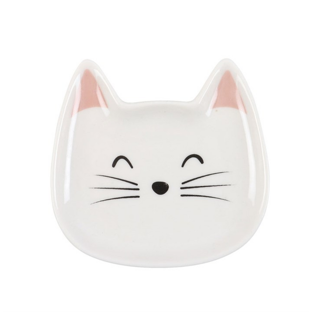 White Cat Face Trinket Dish, collectable