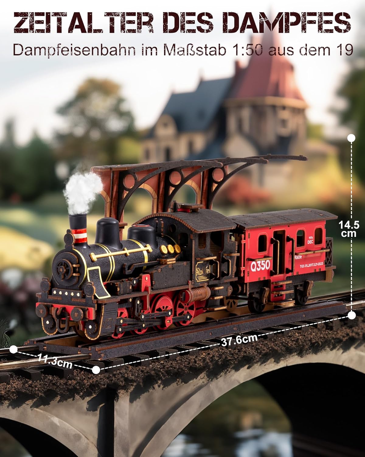 Rolife Steam Journey 3D Wooden Puzzle - 191-piece Classic Steam Train Model