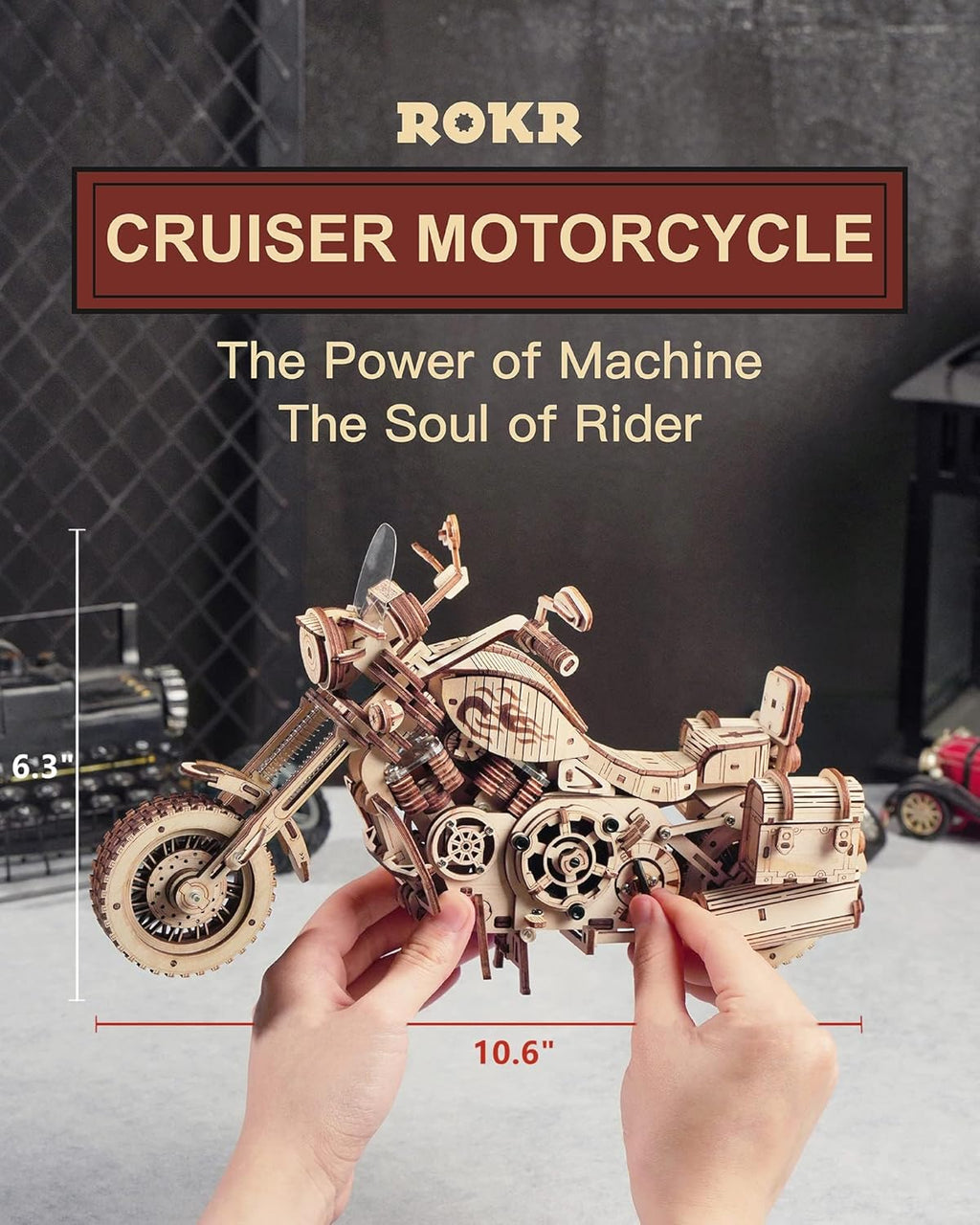 Large 420 Piece 3D puzzle cruiser motorcycle Kit Clockwork motor. Free Shipping!