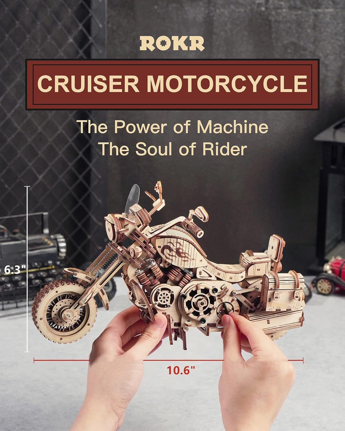 Large 420 Piece 3D puzzle cruiser motorcycle Kit Clockwork motor. Free Shipping!