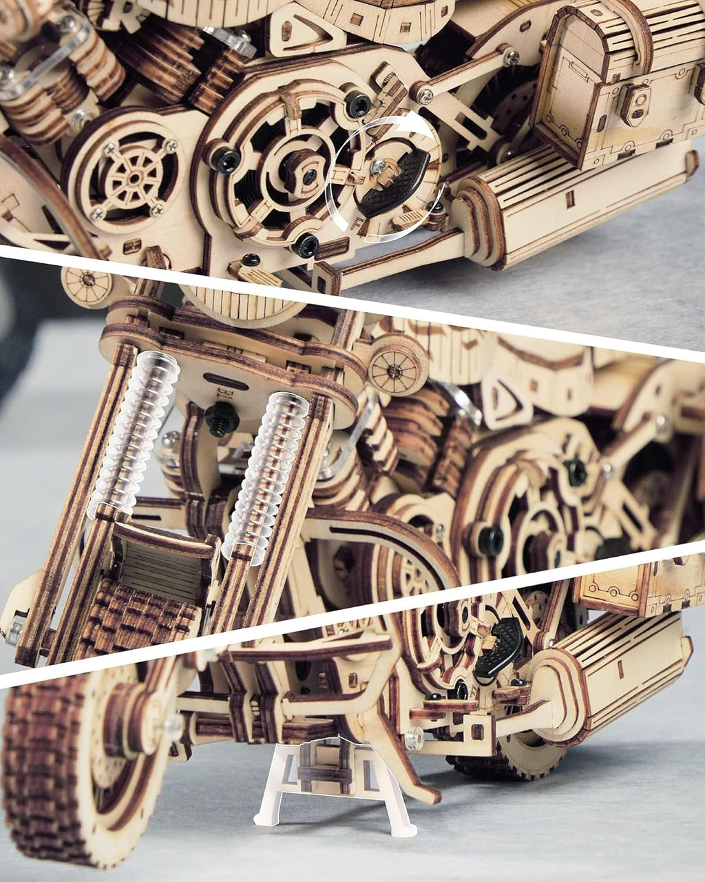 Large 420 Piece 3D puzzle cruiser motorcycle Kit Clockwork motor. Free Shipping!
