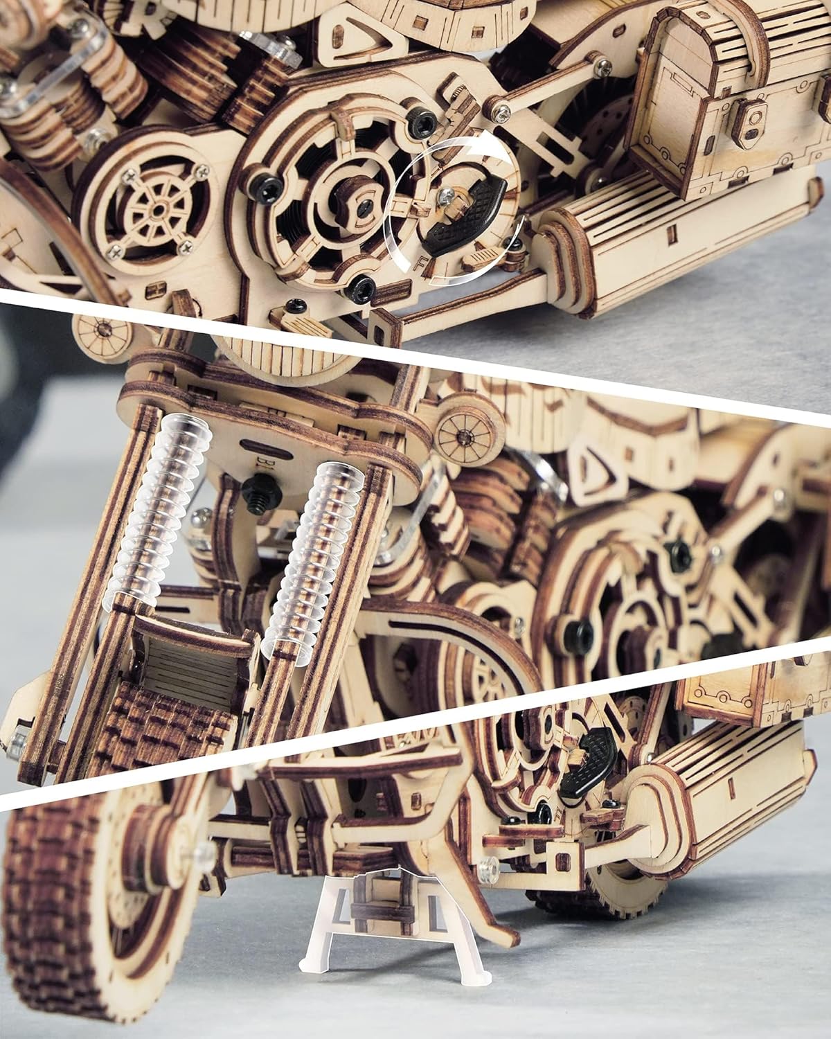 Large 420 Piece 3D puzzle cruiser motorcycle Kit Clockwork motor. Free Shipping!