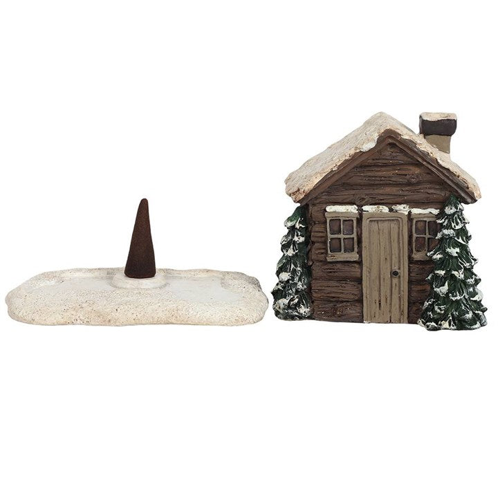 Ceramic Log Cabin Incense Cone Burner
