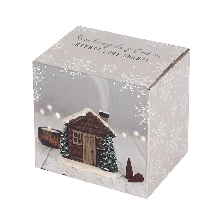 Ceramic Log Cabin Incense Cone Burner