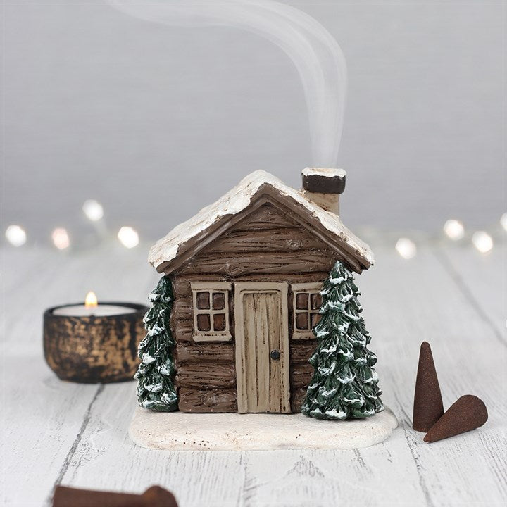 Ceramic Log Cabin Incense Cone Burner