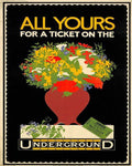 All Yours For A Ticket On The Underground- Metal Advertising Wall Sign Four Sizes