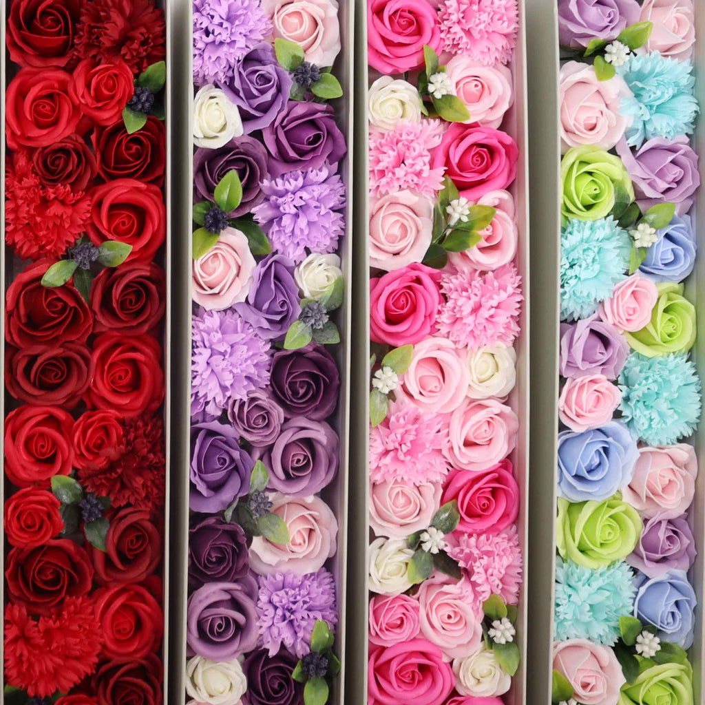 Extra Long box- Lavender Rose & Carnation Soap Flowers