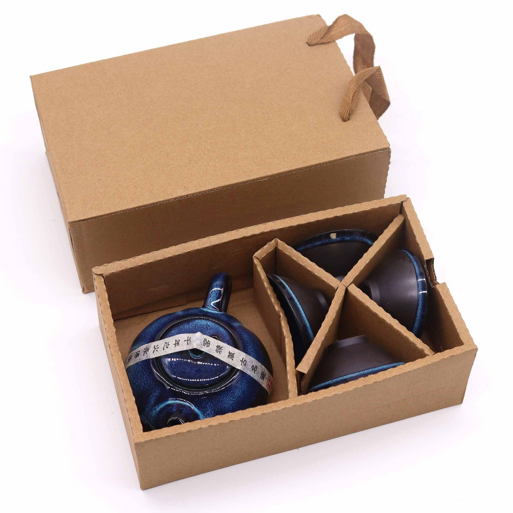 Collectable Herbal Blues Teapot Set - Pot & Four Cups