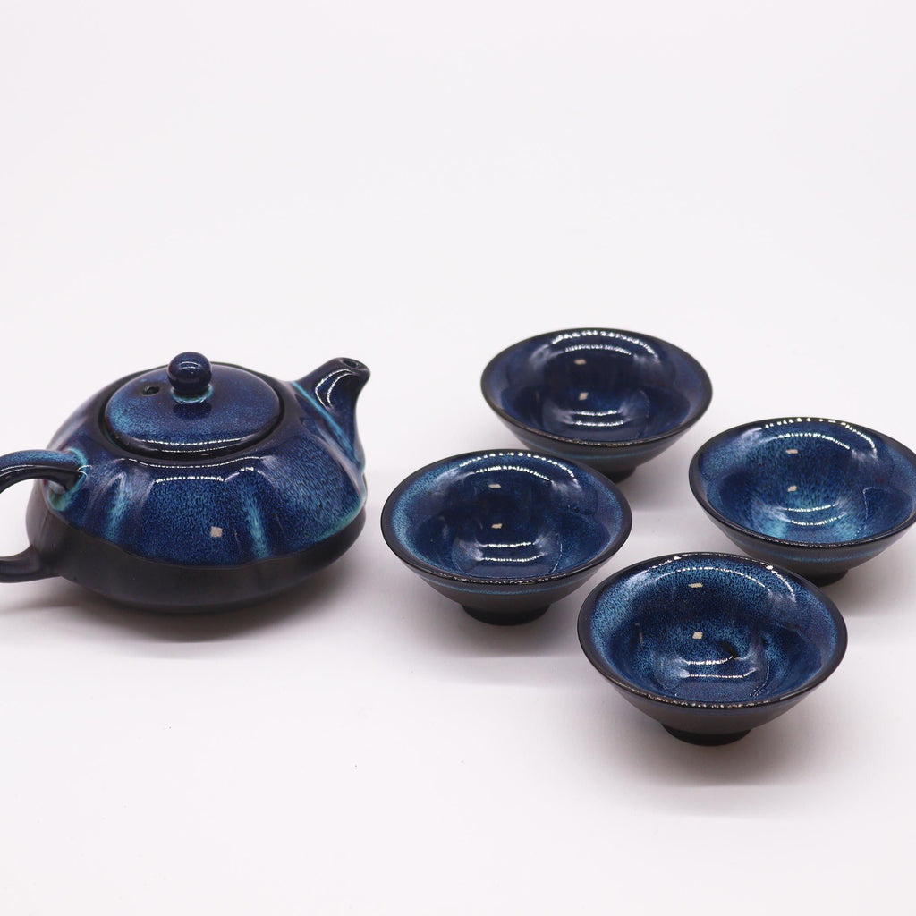 Collectable Herbal Blues Teapot Set - Pot & Four Cups