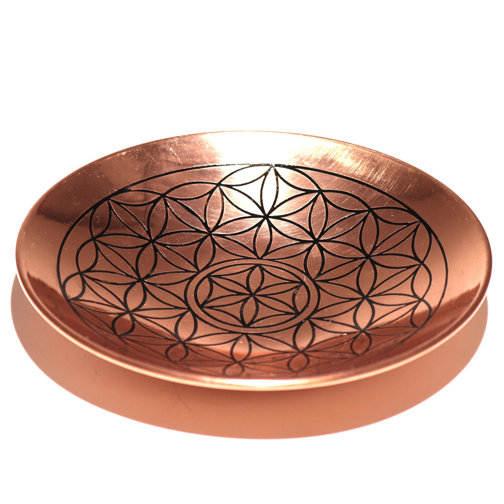Decorative Copper Offer / Smudge Plate - Flower of Life