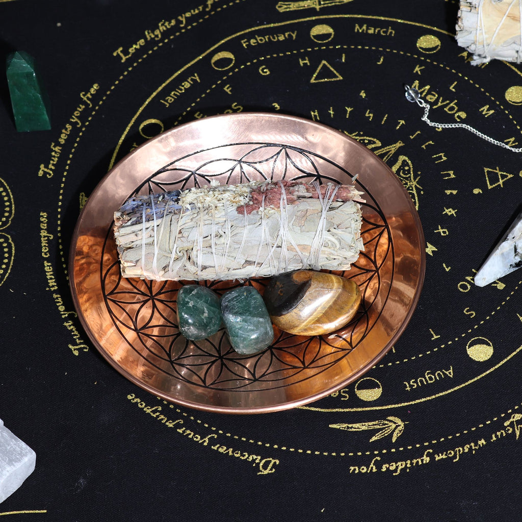 Decorative Copper Offer / Smudge Plate - Flower of Life