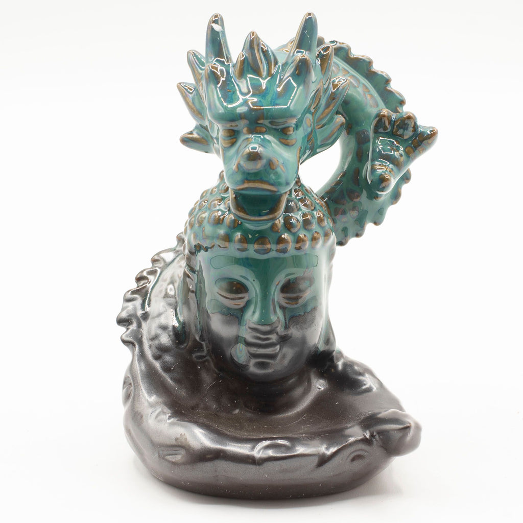 Large Ceramic Backflow Incense Burner - Dragon Over Buddha
