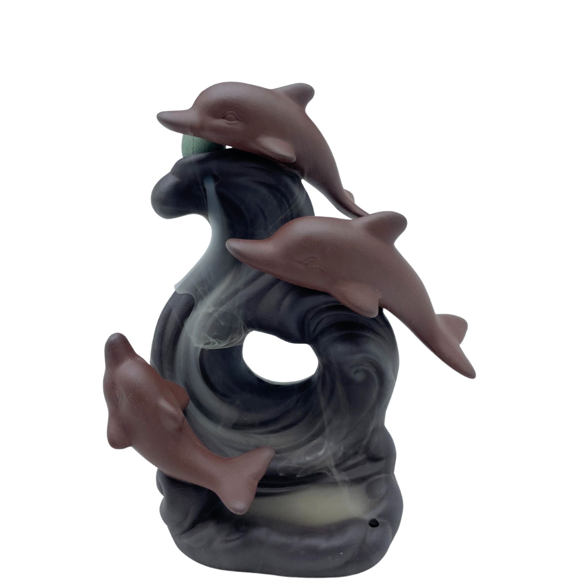 Ceramic Backflow Incense Burner - Dolphin Wave