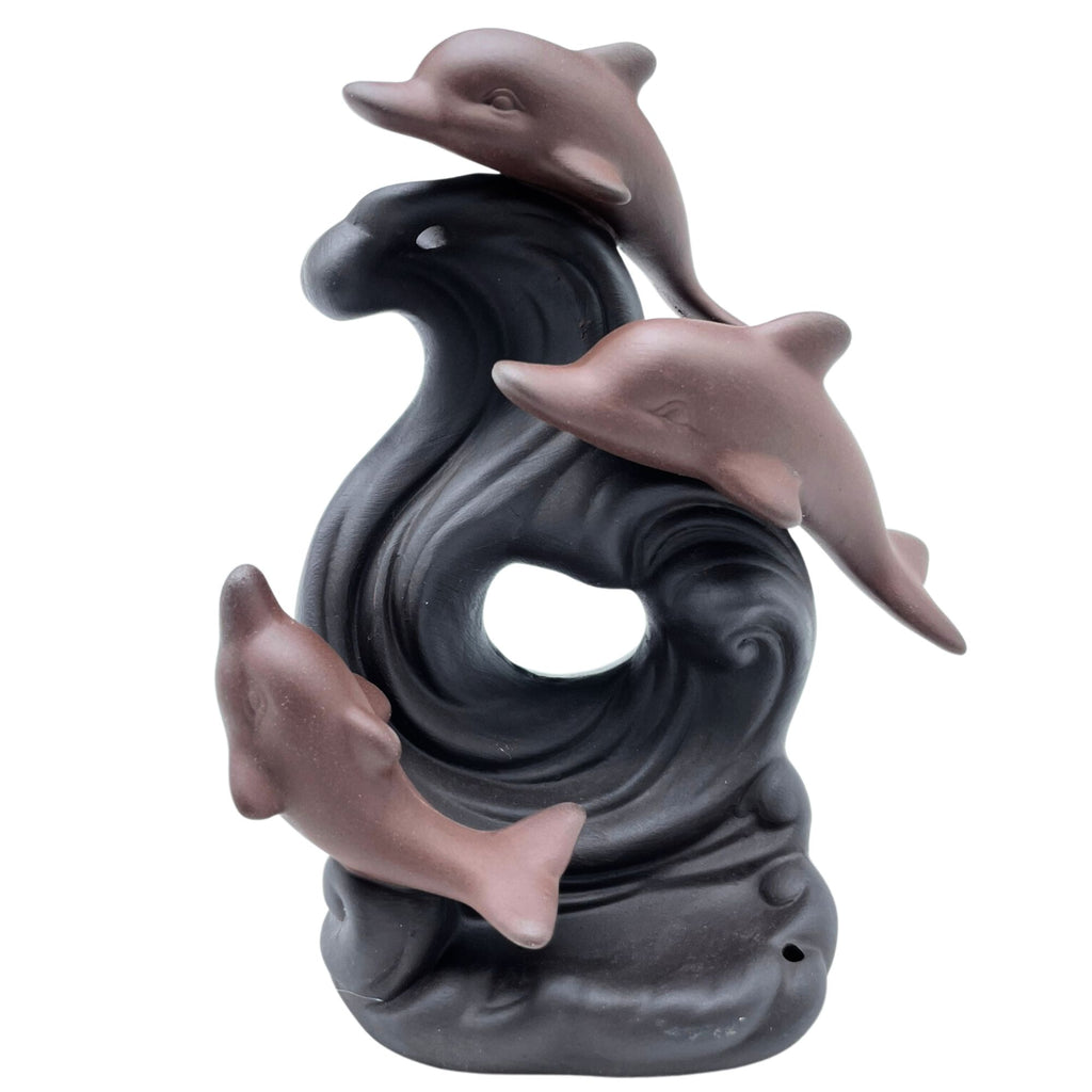 Ceramic Backflow Incense Burner - Dolphin Wave