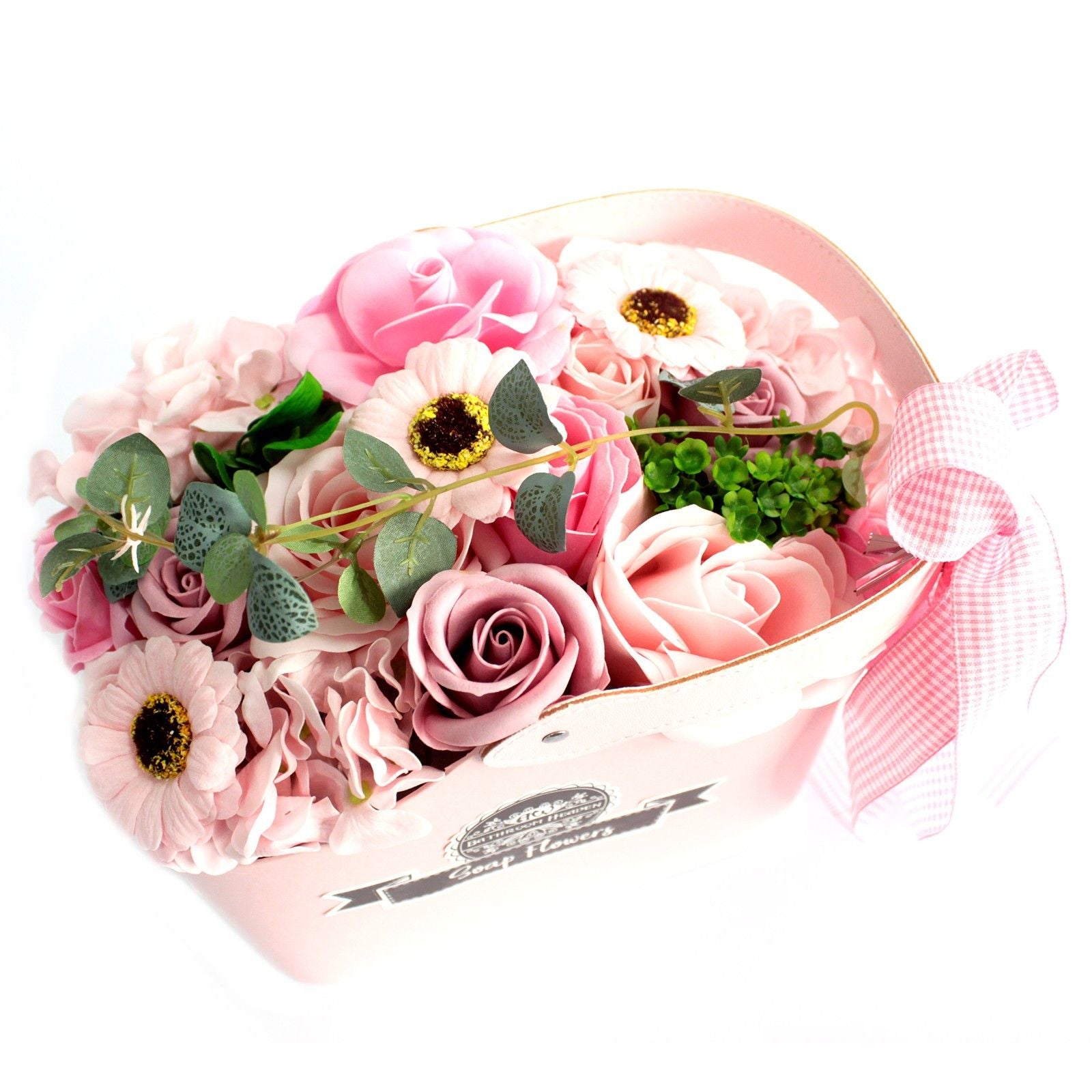 Lovely Basket Soap Flower Bouquet - Pink