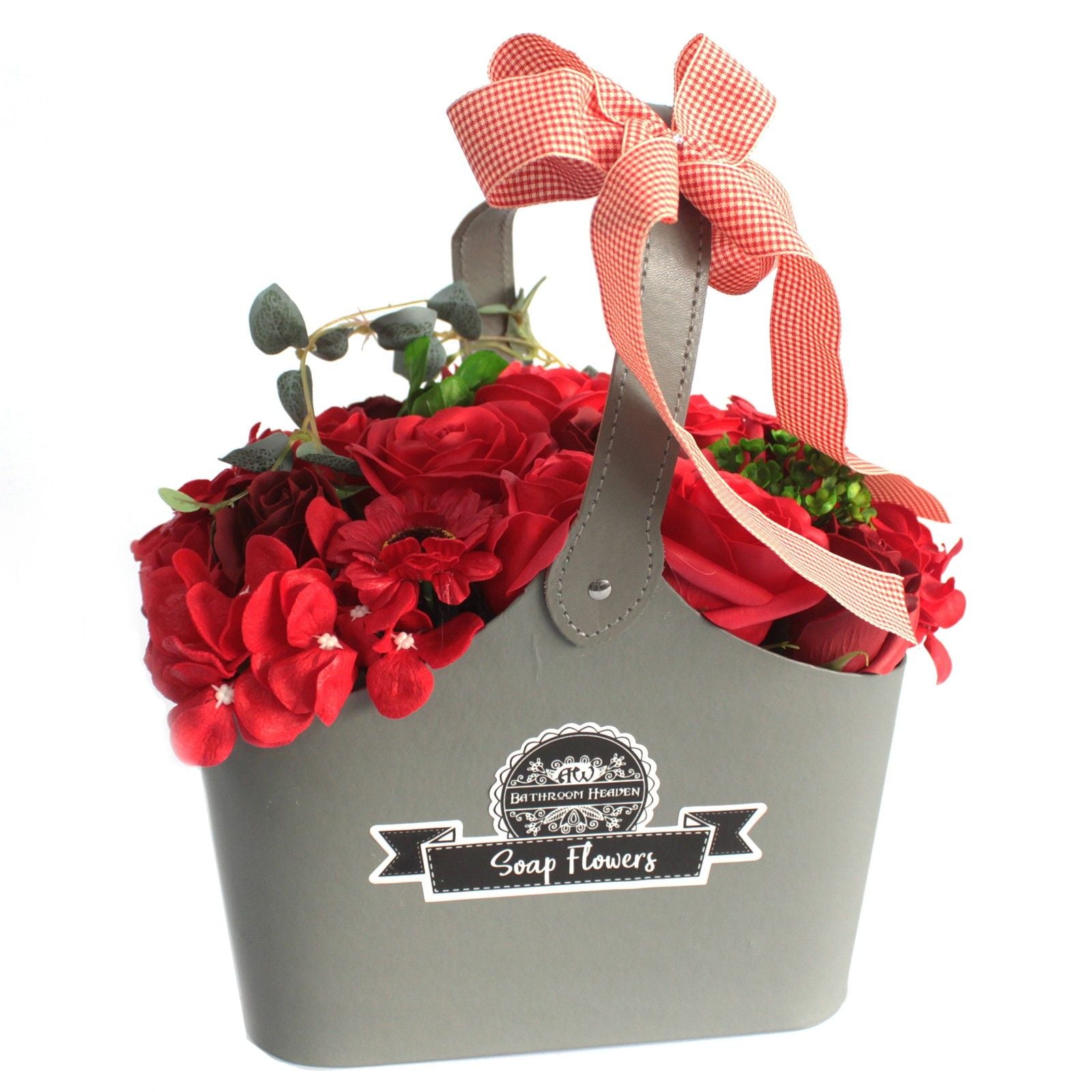 Lovely Basket Soap Flower Bouquet - Red