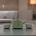 collectable Herbal Jade Teapot Set - Pot & Two Cups