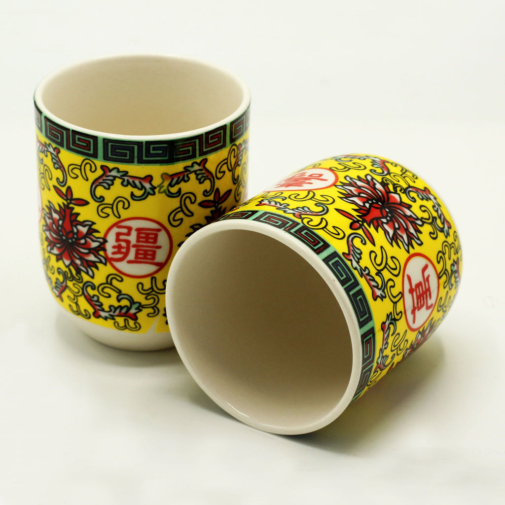 Set of six lovely Herbal Tea Cups - Long Life Oriental Design