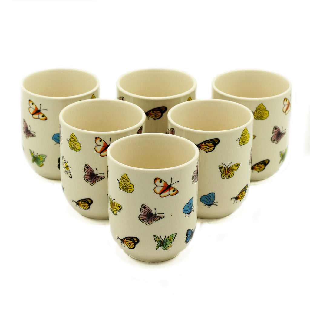 Set of six Herbal Tea Cups - Butterflies