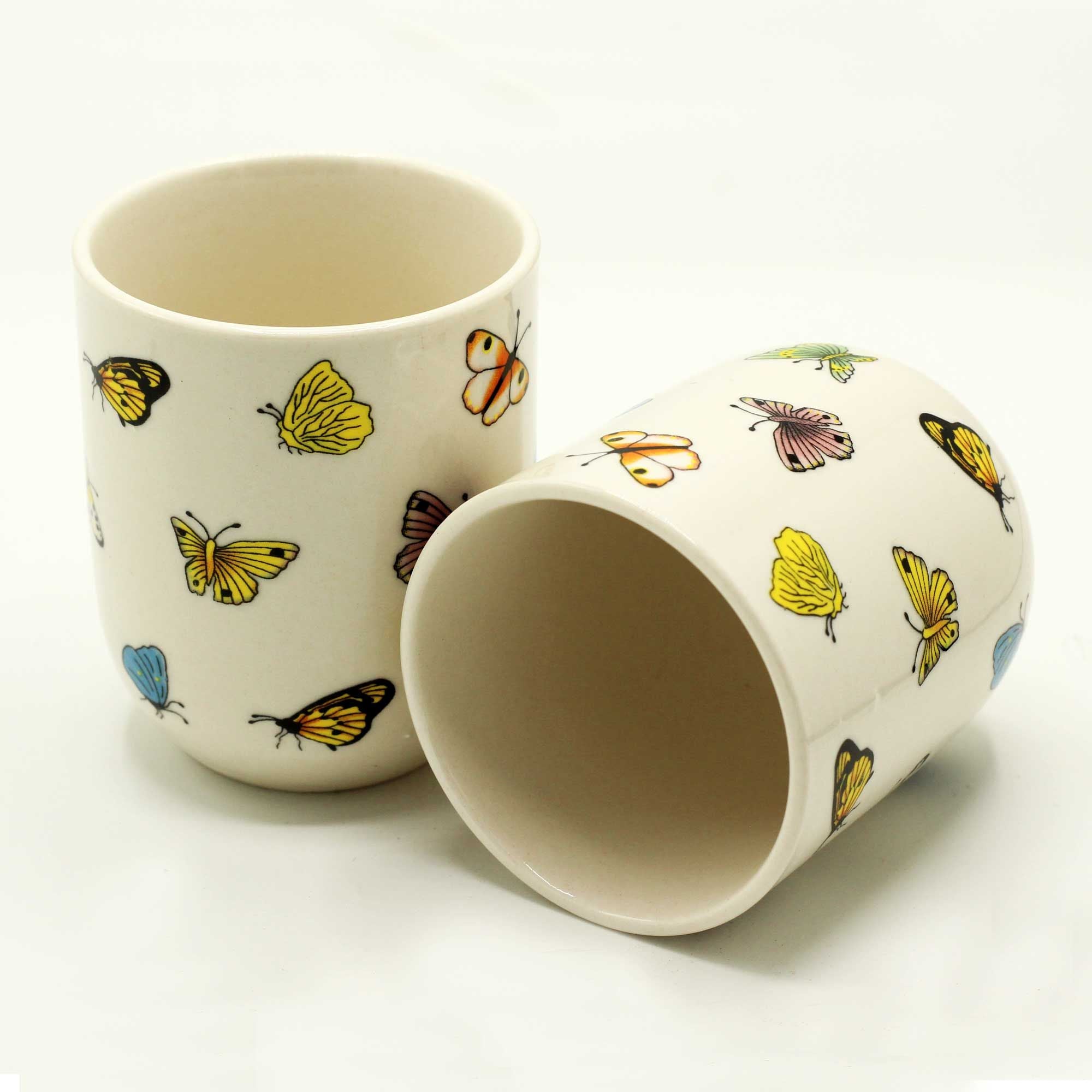Set of six Herbal Tea Cups - Butterflies