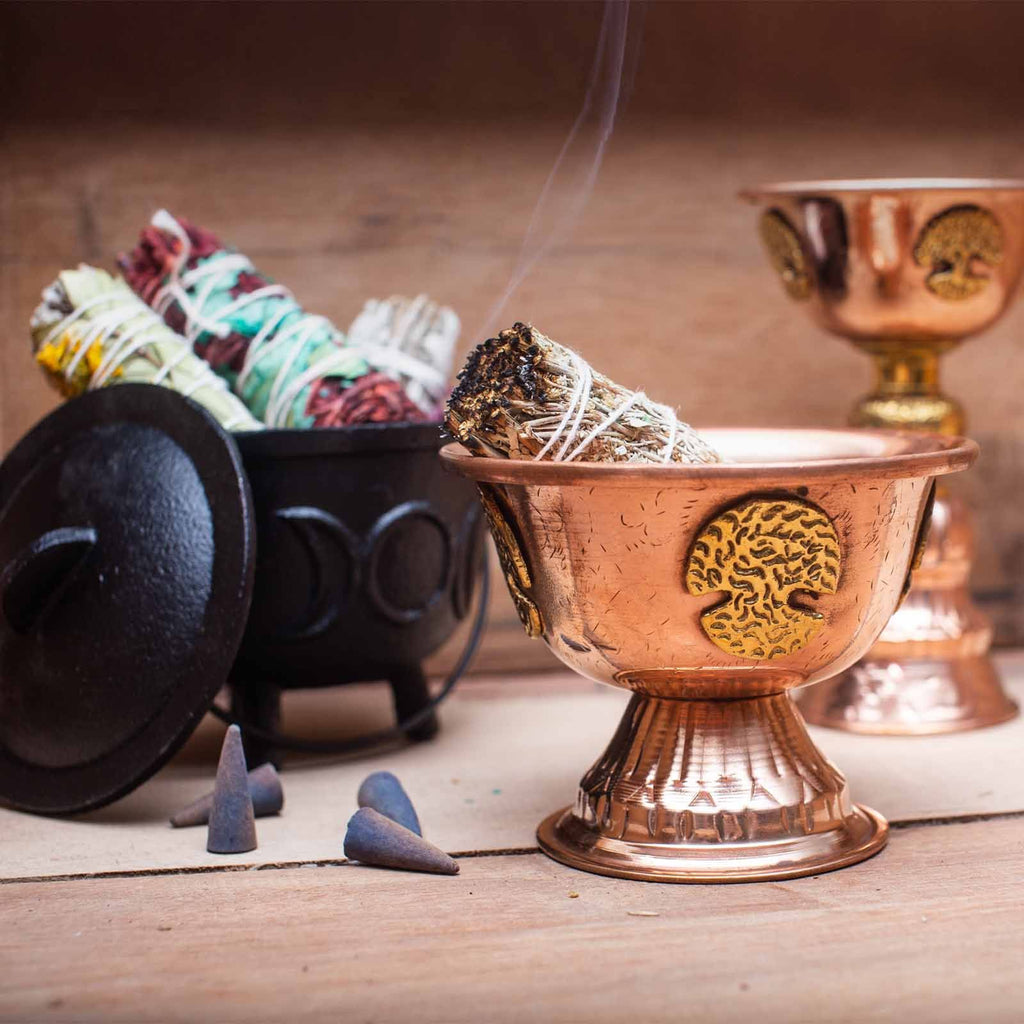 Decorative Copper Ritual Goblet with Tree of Life 10x15cm