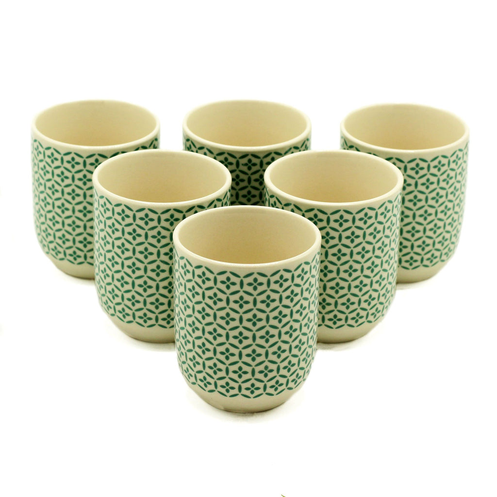 set of six lovely Herbal Tea Cups - Green Mosaic