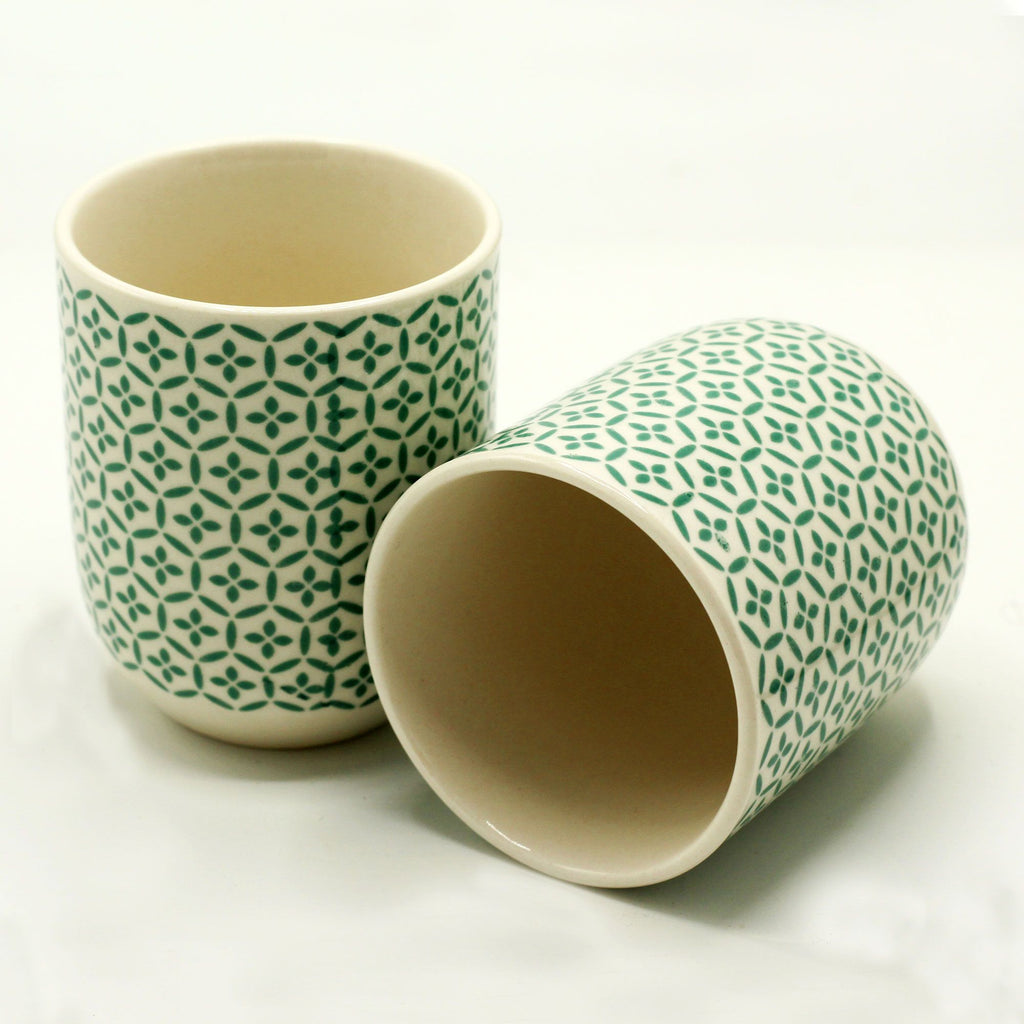 set of six lovely Herbal Tea Cups - Green Mosaic