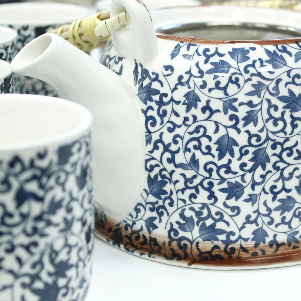 Herbal Teapot Set - Blue Pattern Gift Boxed