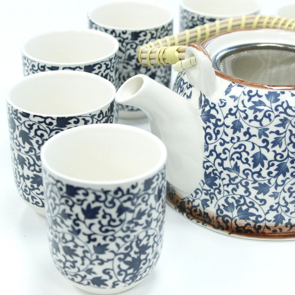 Herbal Teapot Set - Blue Pattern Gift Boxed