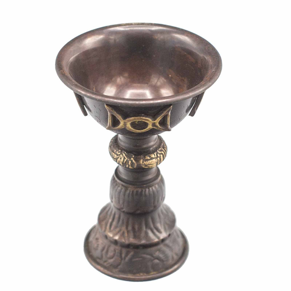 Decorative Antique Copper Ritual Goblet with Triple Moon 8x13cm