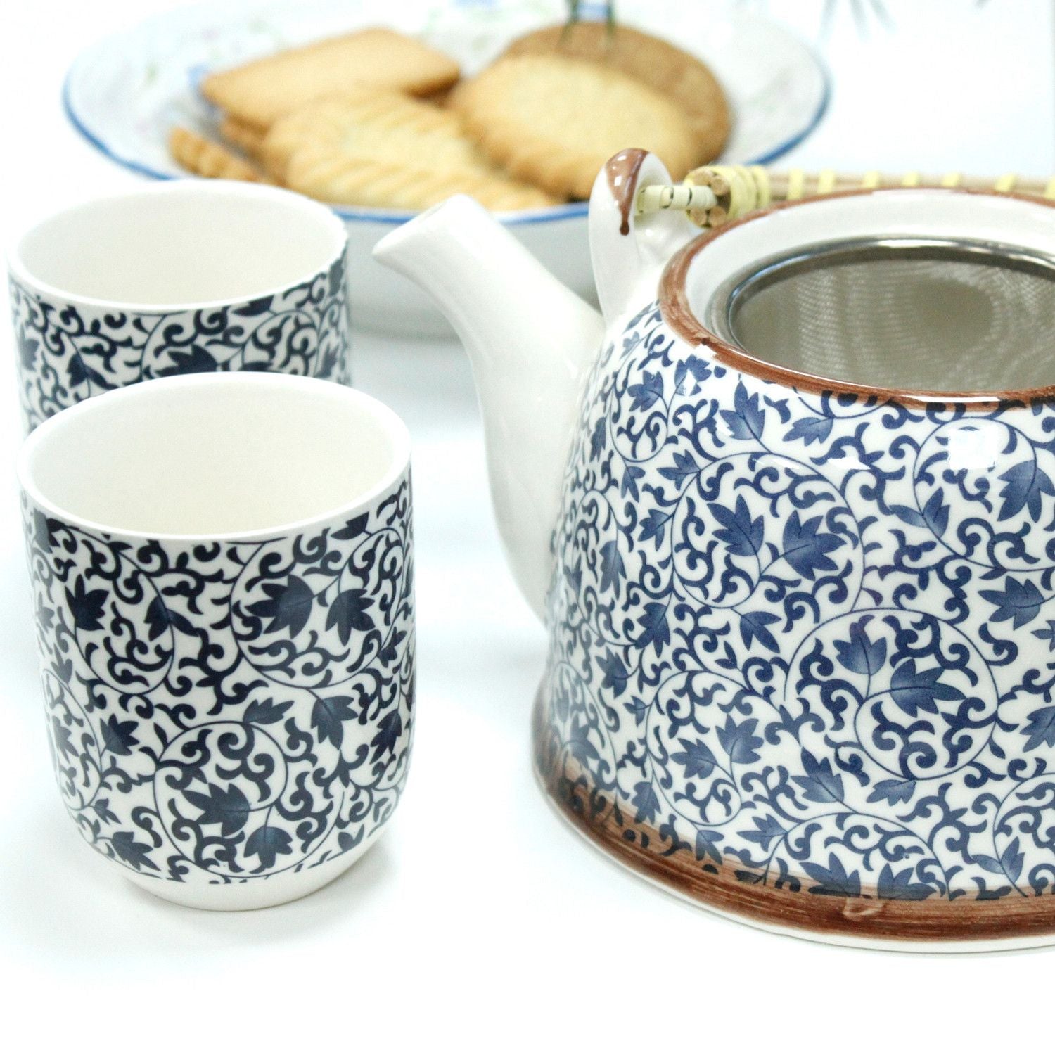 Herbal Teapot Set - Blue Pattern Gift Boxed