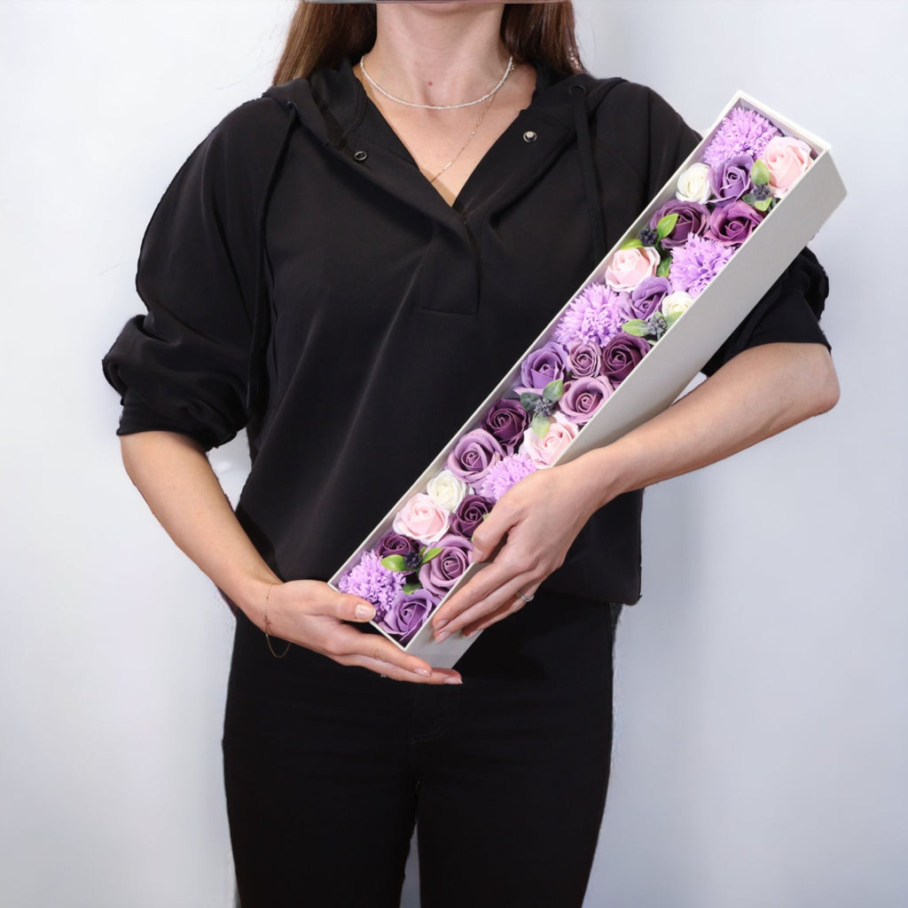 Extra Long box- Lavender Rose & Carnation Soap Flowers