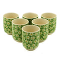 Set of six lovely Herbal Tea Cups - Green Daisy