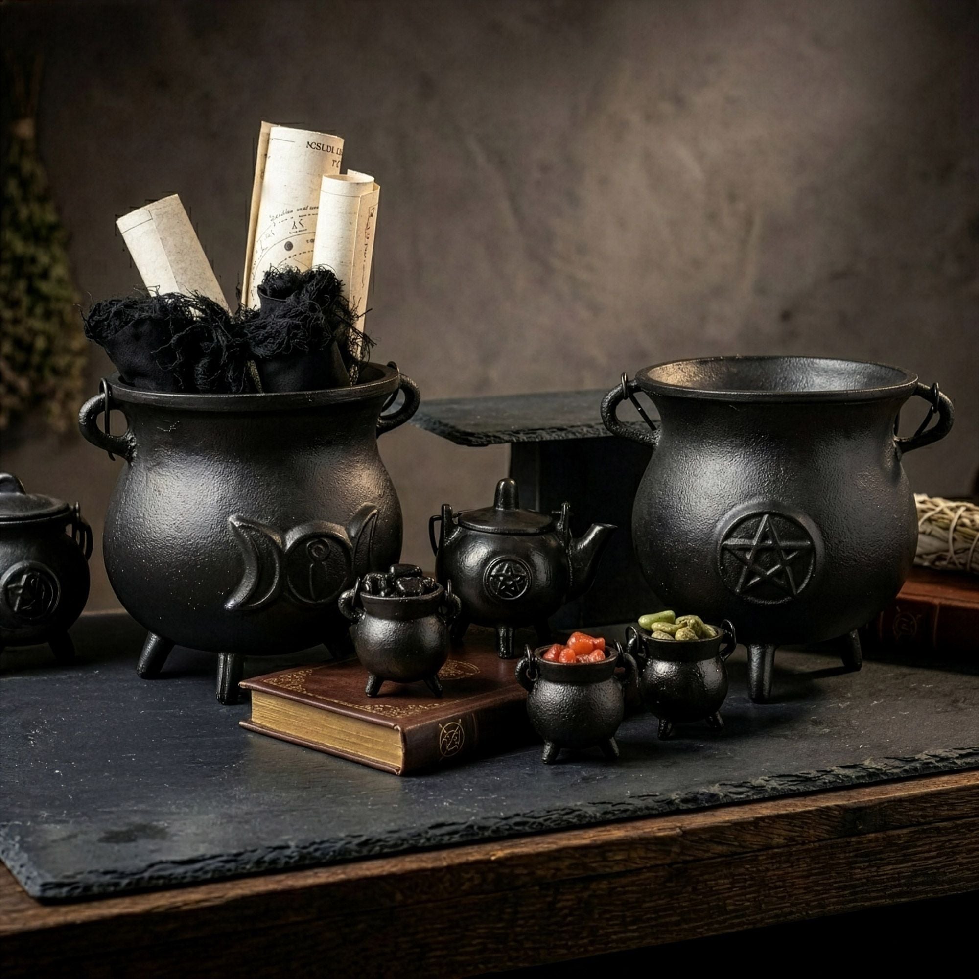 Decorative Extra Small Cast Iron Cauldrons  5x7cm