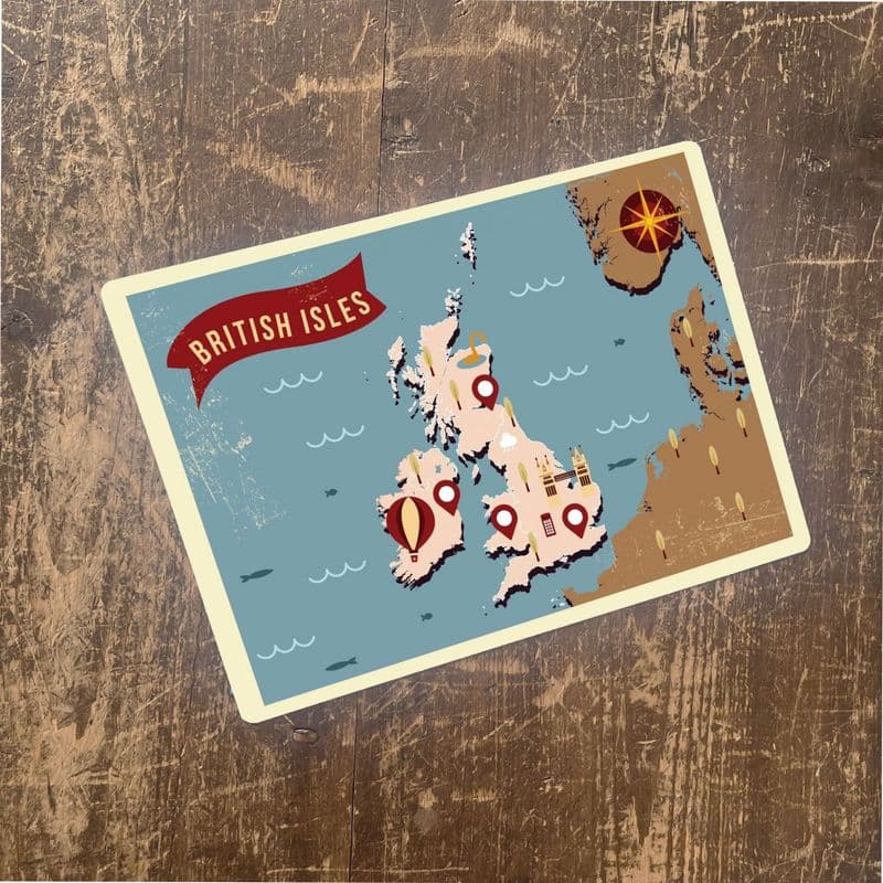 British Isles Map UK- Metal Advertising Wall Sign Four Sizes