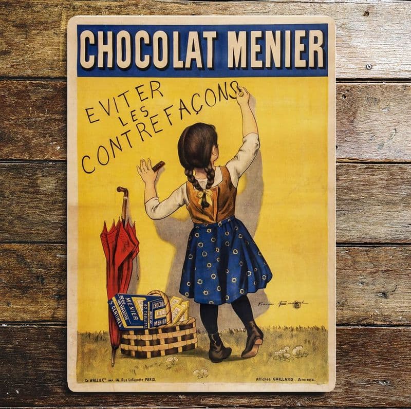 Chocolat Menier, Metal Advertising Wall Sign Four Sizes