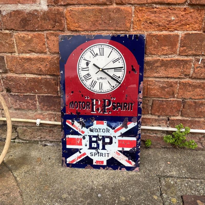 Clock BP Tin Sign Metal Sign Plaque 30x45cm, red and blue