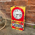 Clock Castrol Tin Sign Metal Sign Plaque 30x45cm, red & yellow.