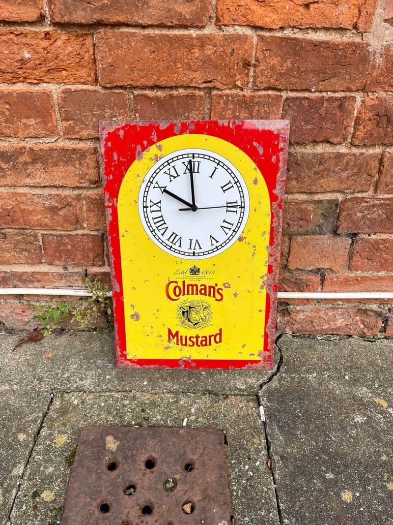 Clock Colman's Mustard Tin Sign Metal Sign Plaque 30x45cm,