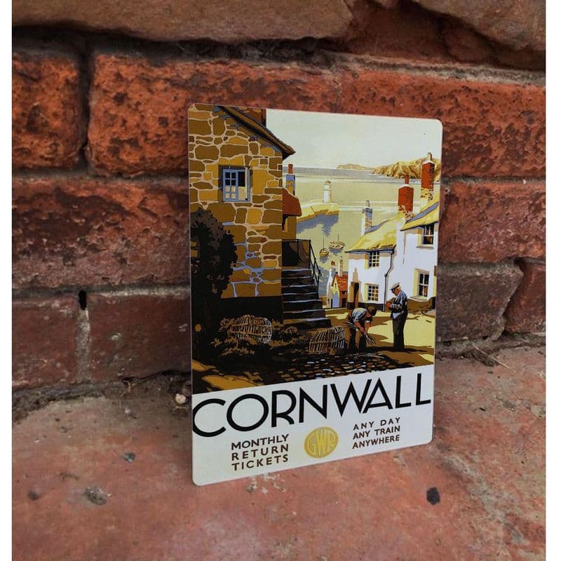 Cornwall Monthly Return Tickets GWR- Metal Advertising Wall Sign Four Sizes