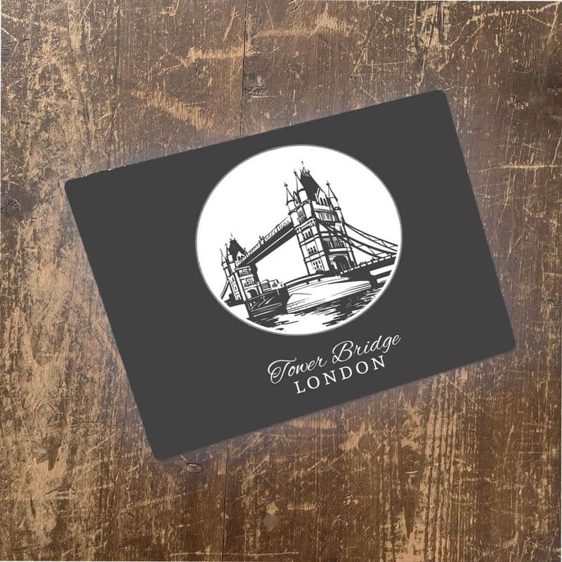Drawing London Tower Bridge England- Metal Advertising Wall Sign Four Sizes