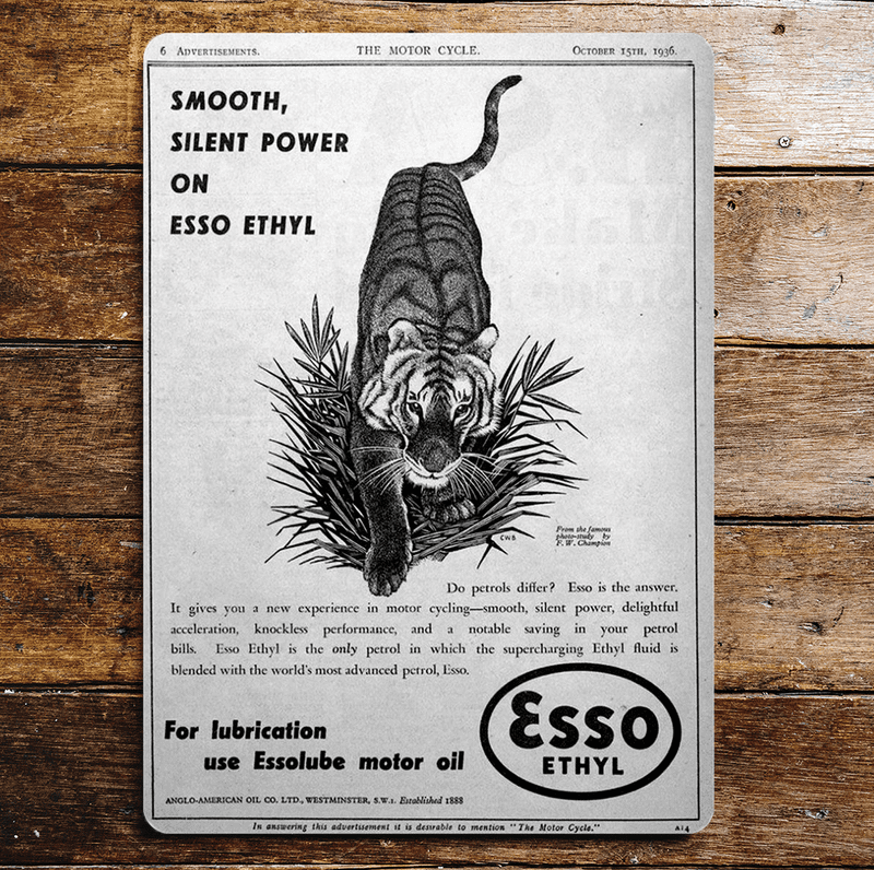Esso Ethyl Smooth Silent Power On ESSO Ethyl, Metal Advertising Wall Sign Four Sizes