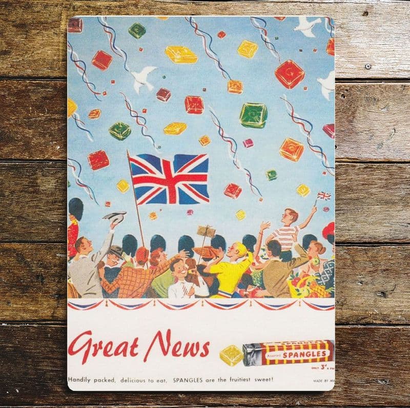 Great News Spangles British, Metal Advertising Wall Sign Four Sizes