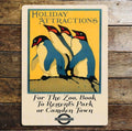 Holiday Attractions For The Zoo Penguins- Metal Advertising Wall Sign Four Sizes