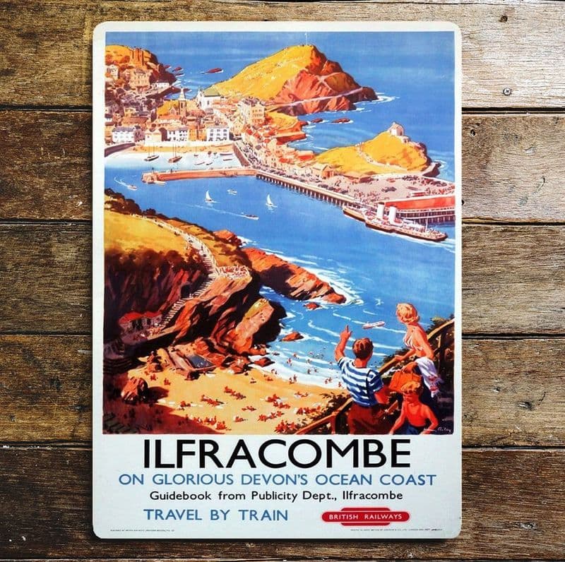 Ilfracombe British Railways- Metal Advertising Wall Sign Four Sizes