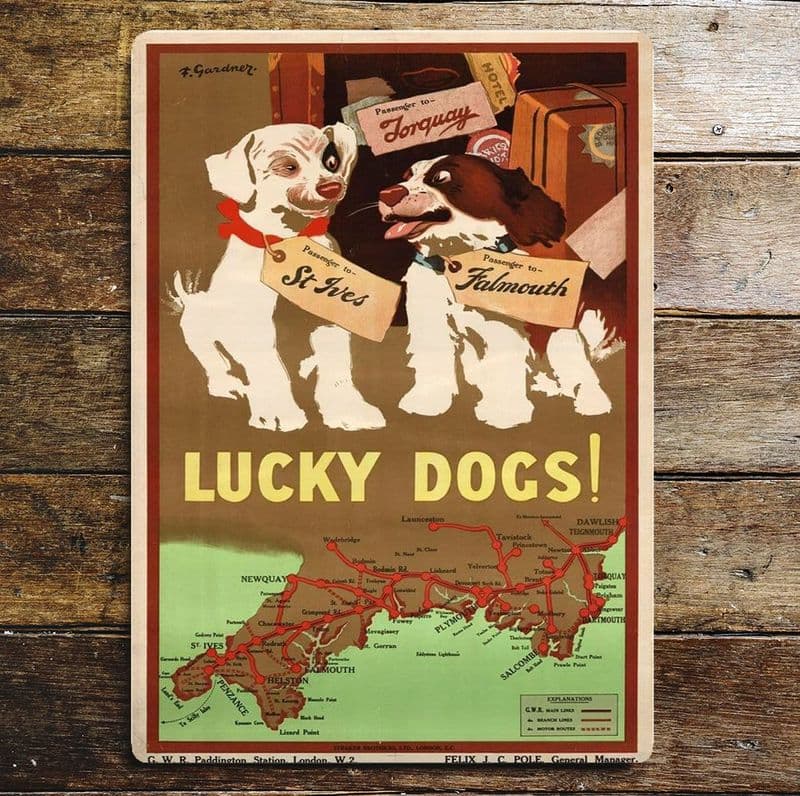 Lucky Dogs GWR Rail, Metal Advertising Wall Sign Four Sizes